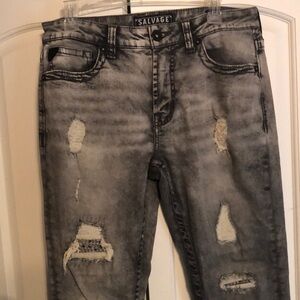Men’s Gray wash salvage jeans size 33x32 Straight slim fit